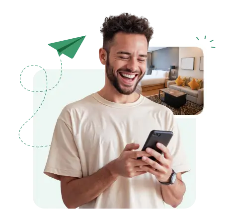 Persoon die op de telefoon reageert op een verhuurder